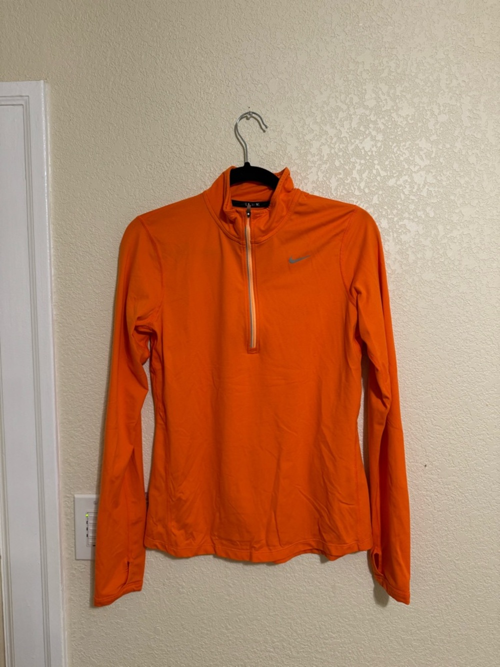 Nike Women's Bright Orange Quarter-Zip Long Sleeve Top